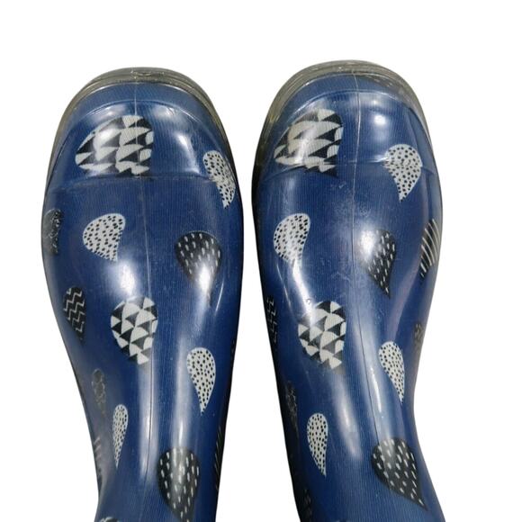 Toms Shoes Womens 7 Rain Boots Rubber Print Pull On Cabrilla Round Toe Blue Tall - Picture 10 of 15